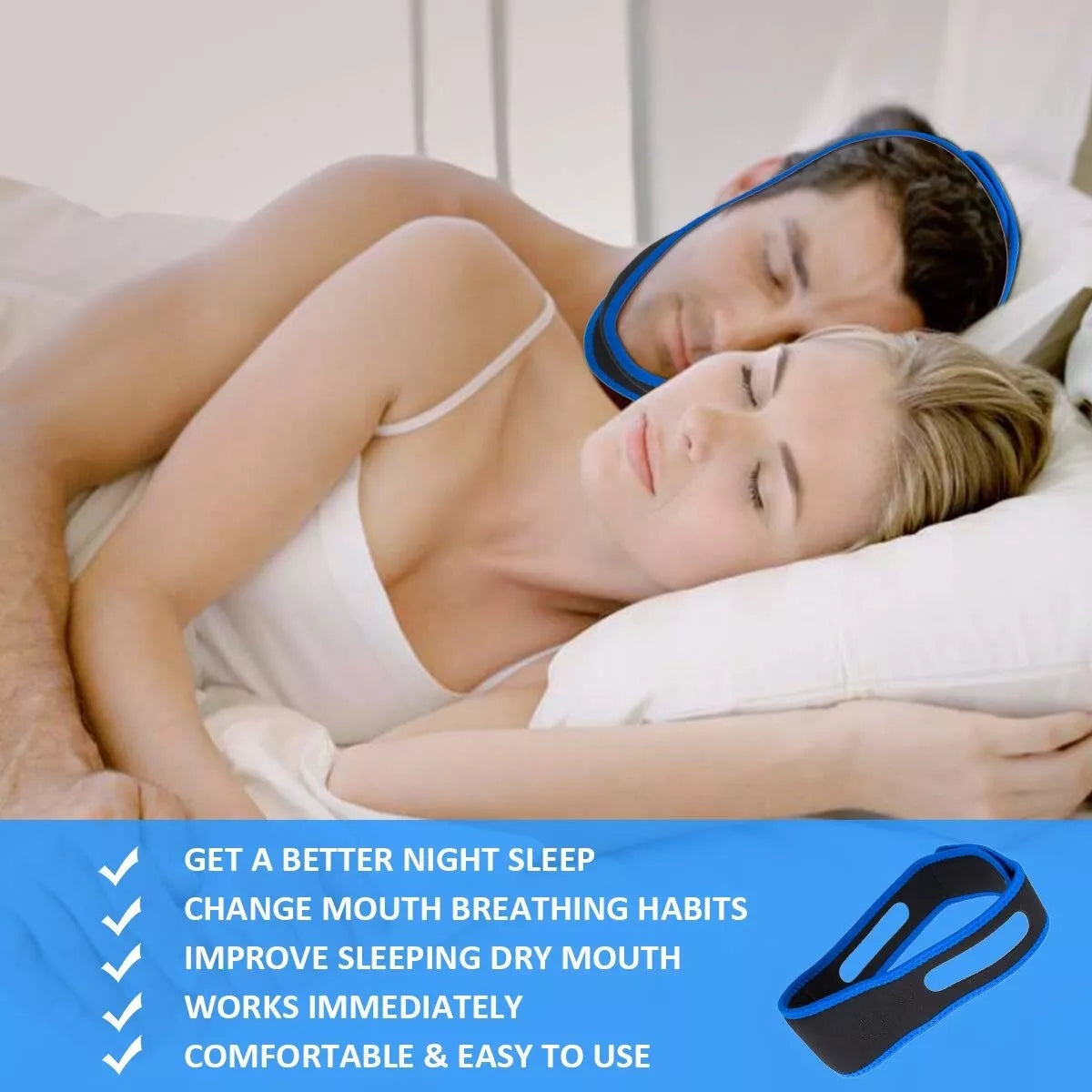 Stop Snoring Chin Strap ,Comfortable Natural Snoring Solution Snore Stopper!