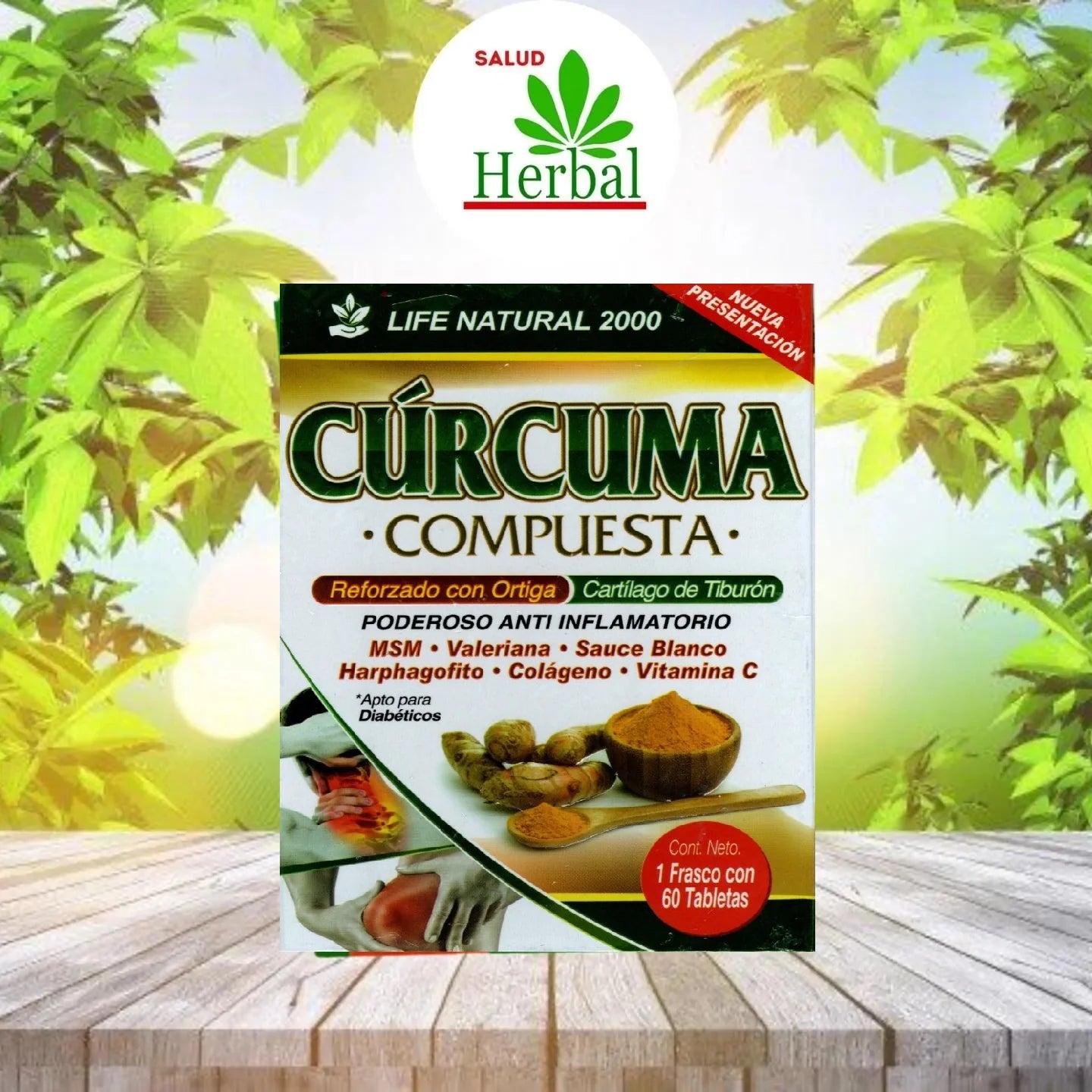 Lot of 5 Curcuma Compuesta/Compound Turmeric-Digestion.Liver/Higado.Dolores/Aches & Pains