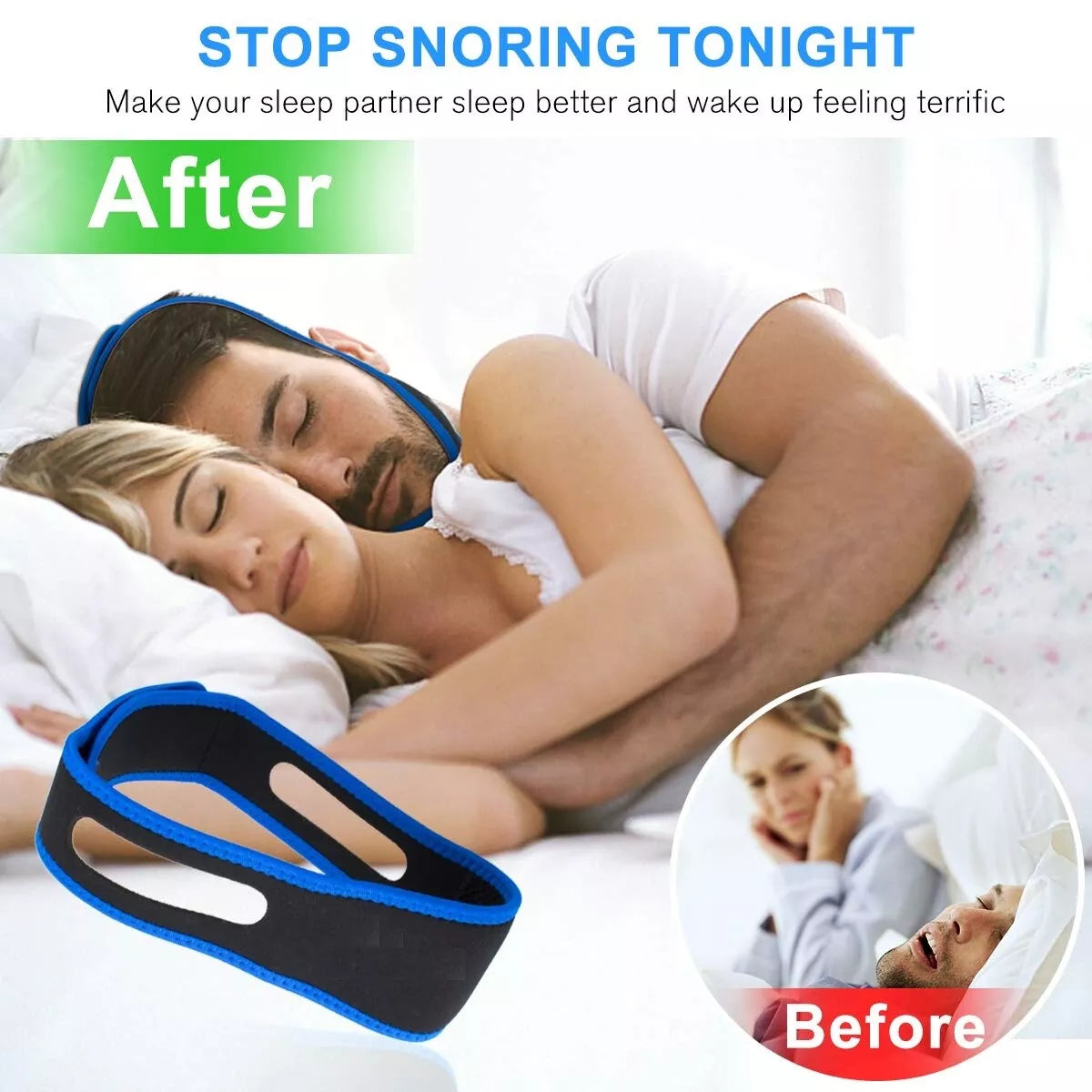 Stop Snoring Chin Strap ,Comfortable Natural Snoring Solution Snore Stopper!